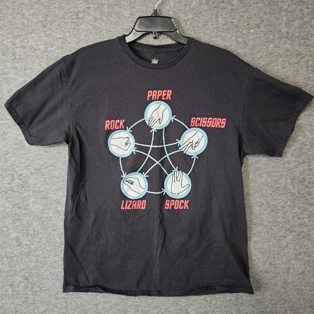 Big Bang Theory Rock Paper Scissors Lizard Spock T-shirt Mens Size Large Black